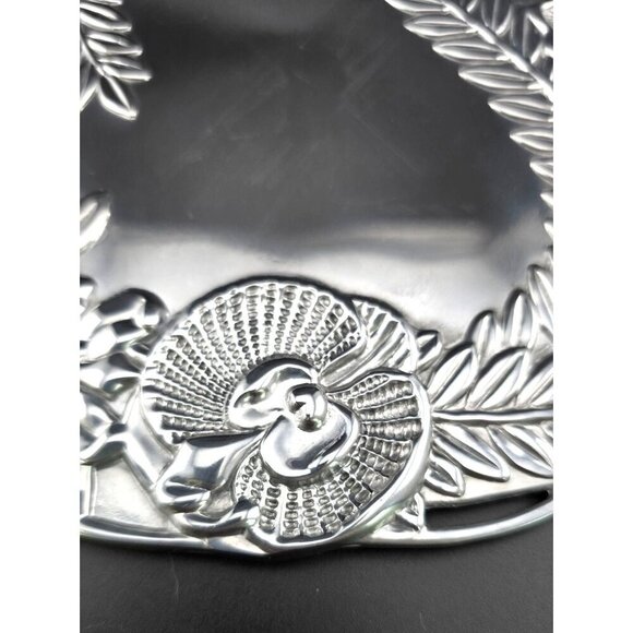 Fitz And Floyd Silver-Plated Floral Serving Tray With Engraved Orchid Design - Picture 5 of 8